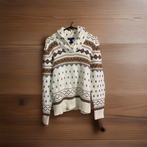 Chaps Sweater Womens XL Pullover 100% Cotton Shawl Collar Vintage Ski Holiday - Picture 1 of 4